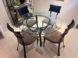 Round Glass Kitchen Table + 4 Chairs