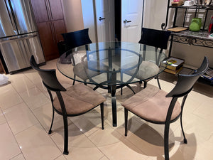 Round Glass Kitchen Table + 4 Chairs