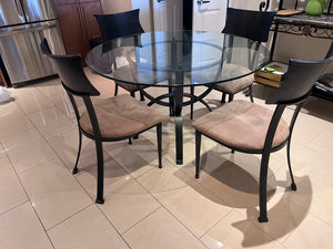 Round Glass Kitchen Table + 4 Chairs