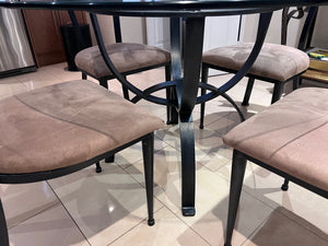 Round Glass Kitchen Table + 4 Chairs