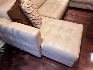 Cream Leather Sectional Sofa