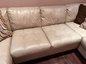 Cream Leather Sectional Sofa