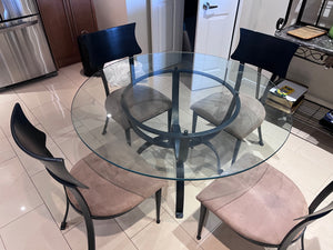 Round Glass Kitchen Table + 4 Chairs