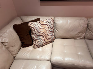 Cream Leather Sectional Sofa