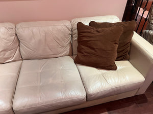 Cream Leather Sectional Sofa