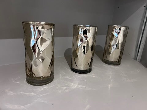 3 Silver Decorative Vases