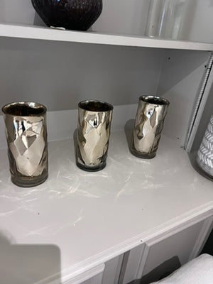 3 Silver Decorative Vases