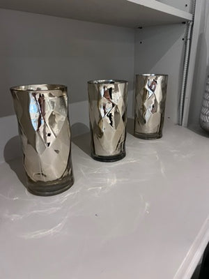 3 Silver Decorative Vases