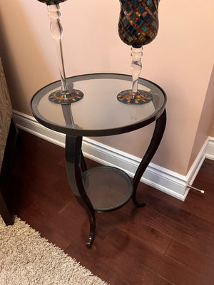 Glass Top Round Accent Table