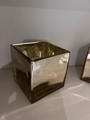 3 Sqaure Silver Decorative Vases