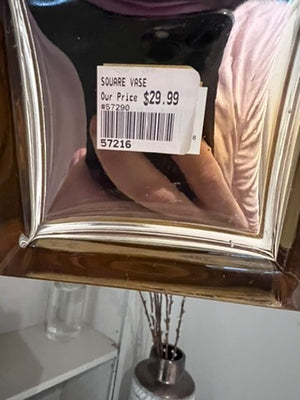 3 Sqaure Silver Decorative Vases