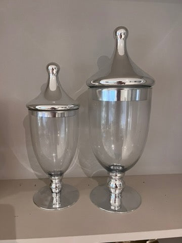 Pair of Decorative Chrome Jar with Lid