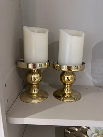 Pair of Decorative Gold Candle Holders