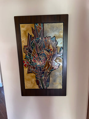 Aksel Tamme (1912-1975) Painted Cut Linoleum Carving