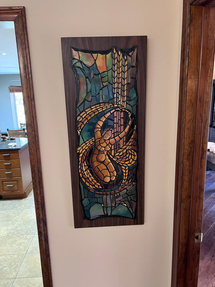 Aksel Tamme (1912-1975) Painted Cut Linoleum Carving