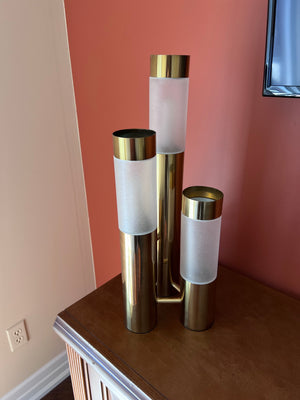 Vintage 1970's Brass 3 Pillar Table Lamp, Designed by Gustavo Martinez