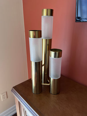 Vintage 1970's Brass 3 Pillar Table Lamp, Designed by Gustavo Martinez