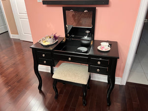 Flip Up Mirror Vanity with Stool