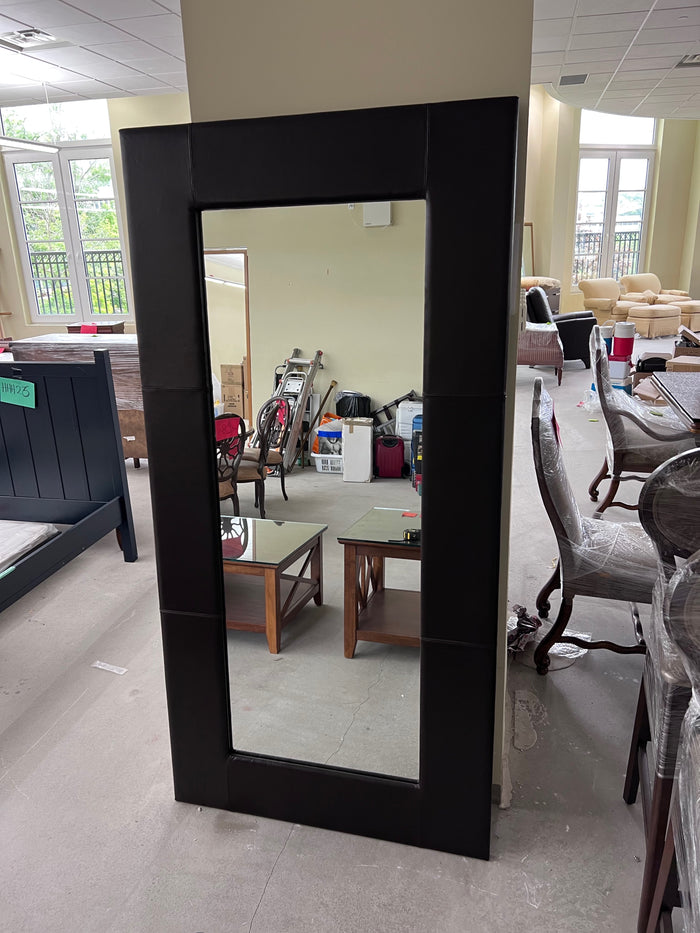 Brown Faux Leather Floor Mirror