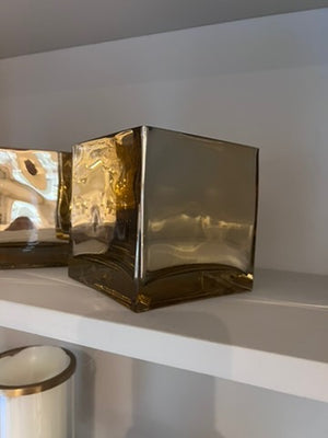 3 Square Gold Decorative Vases