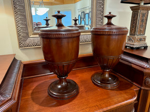 Pair of Antique George III Style Mahogany Urns