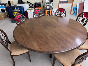 Large Round Ethan Allen Dining Table + 8 Spider Back Chairs