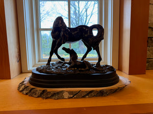 Reproduction Bronze Horse with Baby Sculpture, from Bassett Furniture (*retail $489)