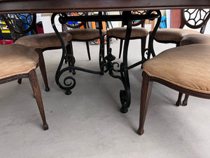 Large Round Ethan Allen Dining Table + 8 Spider Back Chairs