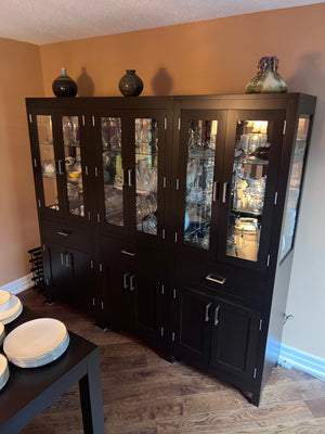Dark Brown Wood China Cabinet
