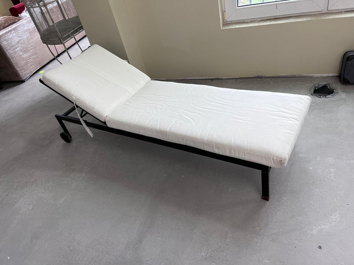 Outdoor Cast Iron Lounger, White Cushions # 2 (*condition noted)