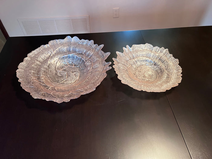 2 Pink Textured Glass Bowls