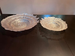 2 Pink Textured Glass Bowls