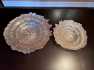 2 Pink Textured Glass Bowls