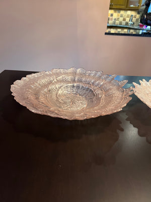2 Pink Textured Glass Bowls