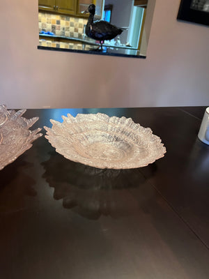 2 Pink Textured Glass Bowls