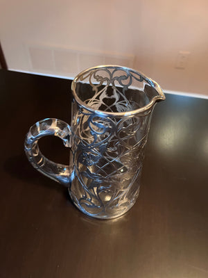 Sterling Silver Overlay Glass Pitcher