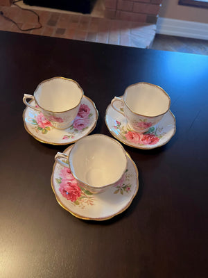 Royal Albert Bone China 'American Beauty' Cups & Saucers