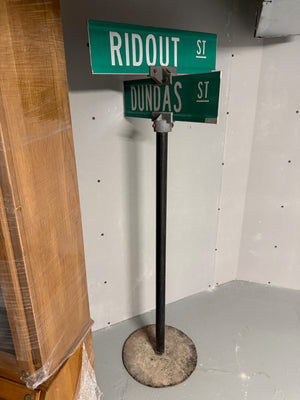 Freestanding Street Sign Post, 'Ridout St & Dundas St, London ON