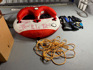 Airhead Riptide 2 Tube + 2 Lifejackets + NEW Waterski Rope Lot