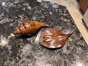 Ironwood Carvings- Stingray and Seashell