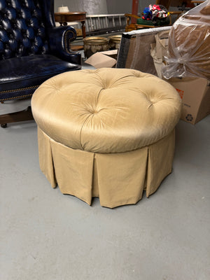 Bassett Furniture Round Tufted Gold Ottoman