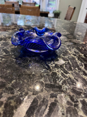 Vintage Magnor Norway Blue Glass Bowl