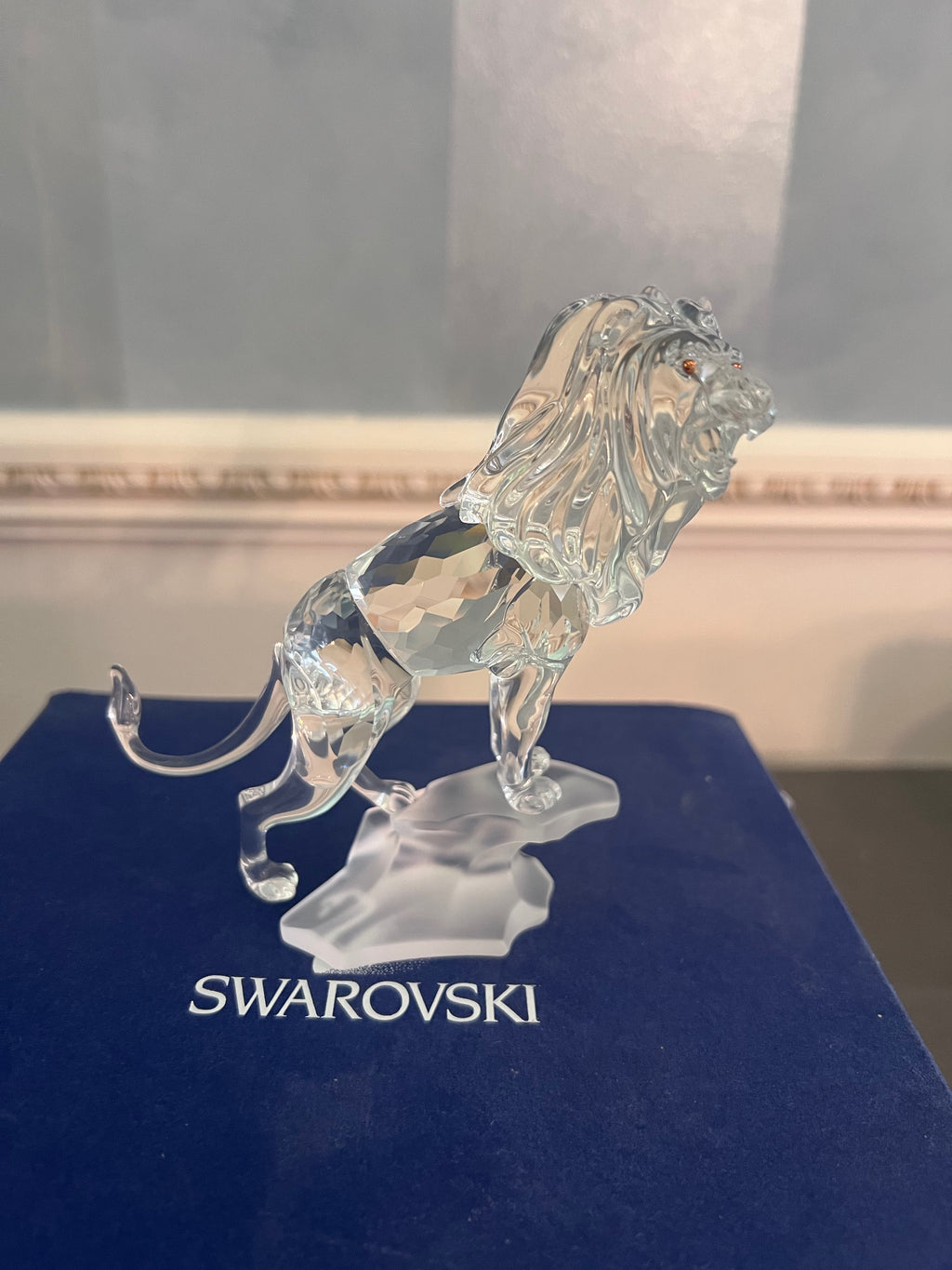 Swarovski Crystal Lion Standing on Rock #269377