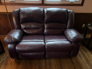 Brown Leather Power Reclining Love Seat