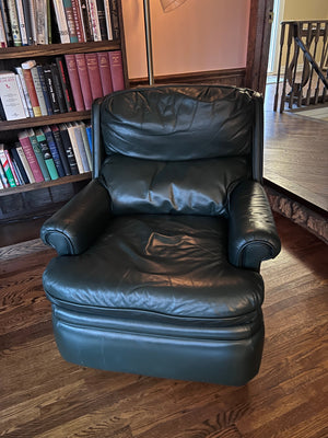 Vintage BarcaLounger Green Leather Reclining Chair