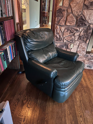 Vintage BarcaLounger Green Leather Reclining Chair