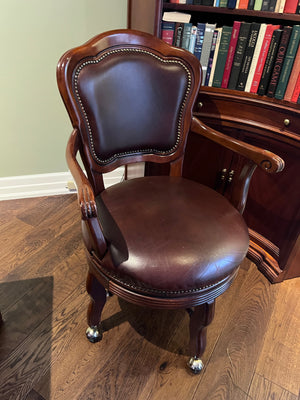 Leather & Wood Swivel Office Chair
