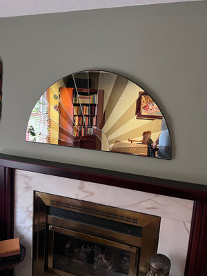 Vintage Art Deco Style Half Circle Mirror