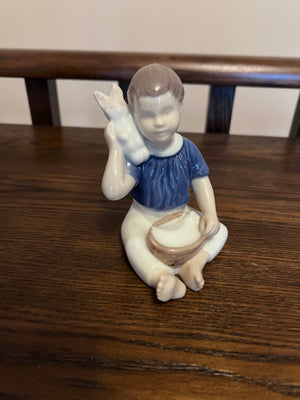 B&G Bing and Grondahl Denmark "Boy with Rabbit" Figurine 2319
