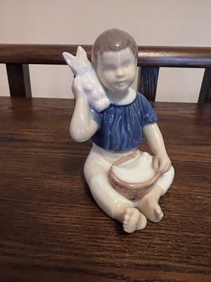 B&G Bing and Grondahl Denmark "Boy with Rabbit" Figurine 2319